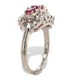 Vintage 14k White Gold  .72ct Genuine Natural Ruby and Diamond Band Ring #J7198