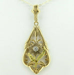 10k Tri-Color Genuine Natural Diamond Flower Pendant with 14k Chain (#J4320)