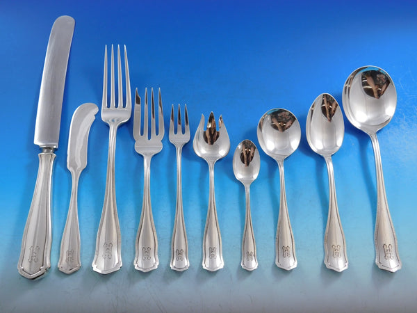 Dolores by Shreve Sterling Silver Flatware Service Dinner Set 71 pcs H monogram