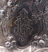 Louis XV Sterling Silver Powder Puff Vanity Base Cupids c1890 Rare Huge (#8376)