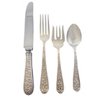 Corsage by Stieff Sterling Silver Floral Iris Flatware Set 8 Service 35 Pieces