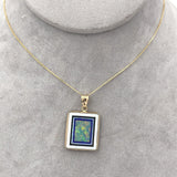 Kaufmann 14k Gold Genuine Natural Opal Intarsia Pendant with Lapis (#J6240)