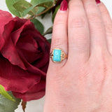 Victorian 10k Rose Gold Genuine Natural Turquoise Ring Size 5.25 (#J7211)