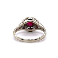 14k White Gold Art Deco .74ct Genuine Natural Ruby Filigree Ring (#J5619)