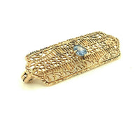 10k Yellow Gold Filigree Genuine Natural Sapphire Pin (#J5324)