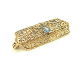 10k Yellow Gold Filigree Genuine Natural Sapphire Pin (#J5324)