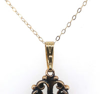 14k Gold Oval Genuine Natural Opal Pendant with Pierced Scrollwork (#J6226)