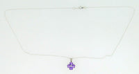 14k Gold Pendant with Heart Shaped Genuine Natural Amethysts and Diamond #J4186