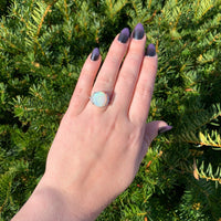 18k White Gold Large 6.88 Carat Genuine Australian Opal Diamond Ring (#J7009)