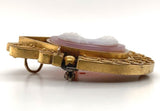 Victorian 14k Yellow Gold Genuine Natural Agate Cameo Pin / Pendant (#J6192)