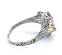 10k Gold Filigree Rose Cut Genuine Natural Pink Sapphire Ring (#J4975)