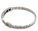 18k White Gold Wedding Band Ring w/Diamonds Engraved Dated 1932 Size 7.75 #J5907
