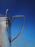 Lebolt Sterling Silver Mustard Pot Hammered Blue Glass Liner #496 (#6505)