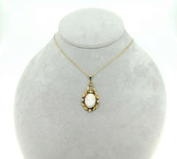 14k Yellow Gold Angel Skin Coral / Shell Cameo Lavaliere (#J4412)