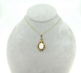 14k Yellow Gold Angel Skin Coral / Shell Cameo Lavaliere (#J4412)