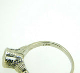 Art Deco 19k White Gold Filigree Genuine Natural Diamond Ring .08ct (#J964)