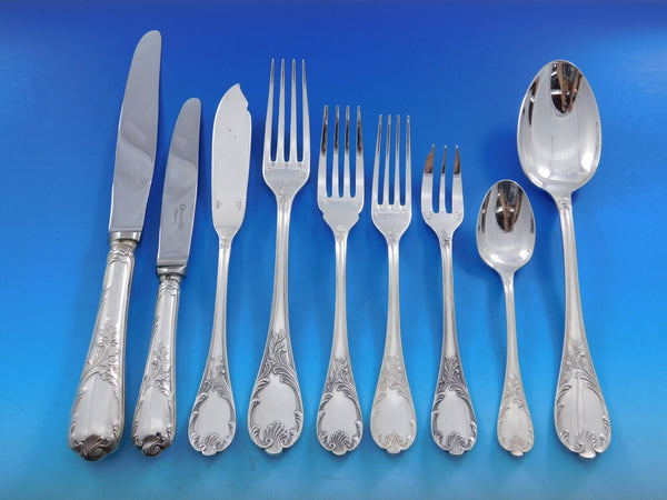 Marly by Christofle France Silverplate Flatware Service 12 Set 119 pc Din Unused