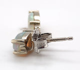 14k Gold Genuine Natural Opal Dangle Drop Marquise Earrings (#J6100)