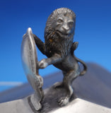 Rogers Silverplate Box 3pc for Sardines w/3D Lion Finial and Sardine Tong #7274