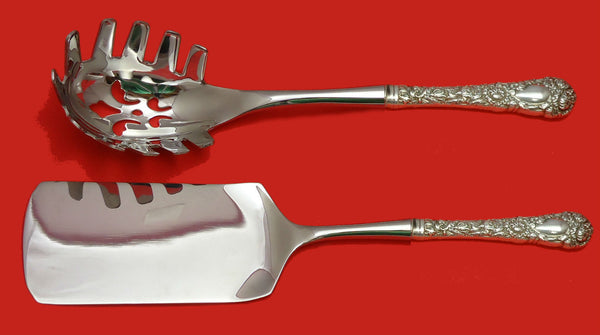 Chrysanthemum by Durgin Sterling Silver Italian Pasta Server Set 2pc HHWS Custom