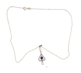 10k Yellow Gold Lavaliere Victorian Pendant with Blue Stone and Pearls (#J4961)