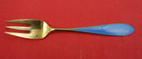 Norwegian Sterling Pastry Fork vermeil blue enamel by N. M. Thune-Oslow 5 1/2"
