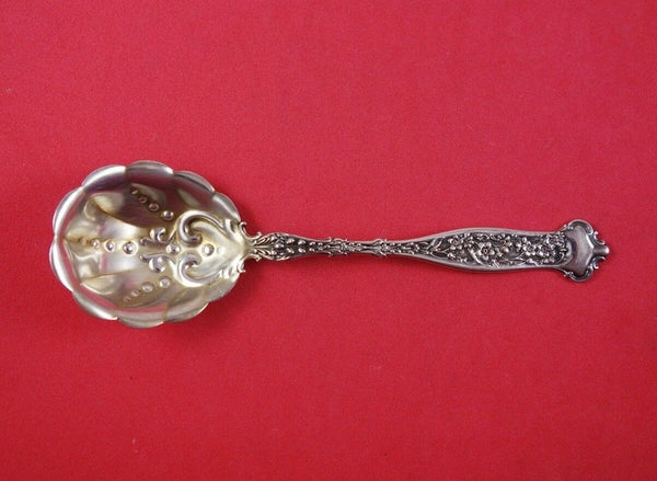 Dresden by Whiting Sterling Silver Sugar Spoon Gold Washed Wide 5 3/4"