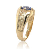 10k Yellow Gold 1.19ct Genuine Natural Sapphire Men's Ring Size 8.75 (#J6745)