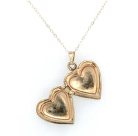 14k Yellow Gold Heart Locket Pendant with Engraved Hearts Jewelry (#J6229)