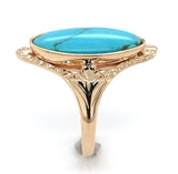 Antique 10k Rose Gold 3.29 Carat Genuine Natural Turquoise Ring Size 7. 5 #J6561