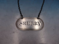 JE Caldwell Reproduction Sterling Silver Liquor Label "Sherry" w/ Chain (#6644)