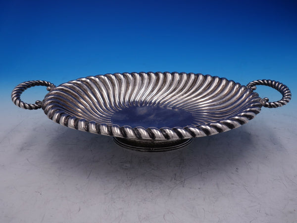 Austrian .800 Silver Tray w /Handles Fluted Pedestal Base Ornate 14 1/2" (#3860)