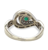 14k White Gold .32ct Genuine Natural Emerald and Diamond Ring Size 6.5 (#J7165)