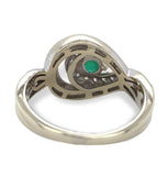 14k White Gold .32ct Genuine Natural Emerald and Diamond Ring Size 6.5 (#J7165)