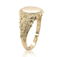14k Yellow Gold Men's Signet Ring w/ Fancy Scrollwork Size 8.75 Jewelry (#J6791)