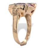 Retro 14k Yellow Gold 2.80 Carat Genuine Natural Amethyst Diamond Ring (#J7201)
