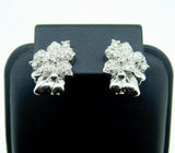 18k White Gold Genuine Natural Diamond Flower Earrings 1.2 Carats (#J1779)