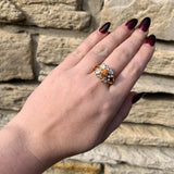 14k Yellow Gold Heavy Mandarin Orange Genuine Natural Garnet Diamond Ring #J6315