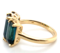 18k 3-Stone 4.5 Carat TW Genuine Indicolite Blue Teal Tourmaline Ring (#J7220)