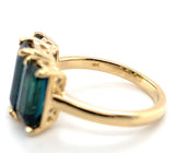 18k 3-Stone 4.5 Carat TW Genuine Indicolite Blue Teal Tourmaline Ring (#J7220)