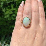 14k Yellow Gold Large 7 Carat Genuine Natural Australian Opal Ring (#J6785)