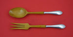 Adams by Frank Whiting Sterling Silver Salad Serving Set w/ wood 11 1/4"