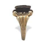 10k Gold Men's Genuine Tiger's Eye Quartz Double Warrior Cameo Ring (#J7061)