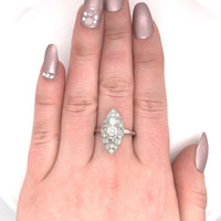 14k White Gold Marquise Shape 1 Carat TW Genuine Natural Diamond Ring (#J5449)