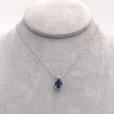 14k White Gold 1.64 Carat Oval Blue Genuine Natural Sapphire Pendant (#J6721)