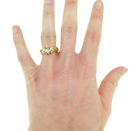 10k Yellow Gold 1ct Genuine Natural Precious Topaz Ring with Diamonds (#J684)