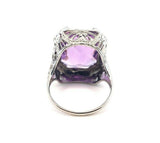 18k Gold Filigree Art Deco Large 9 Carat Genuine Natural Amethyst Ring (#J5267)