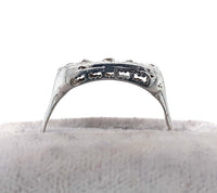 14k White Gold Filigree Ring with Mine Cut Genuine Natural Diamonds (#J6035)