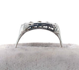 14k White Gold Filigree Ring with Mine Cut Genuine Natural Diamonds (#J6035)