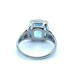 14k Gold 3.43 Carat Antique Cushion Cut Genuine Natural Aquamarine Ring (#J5210)